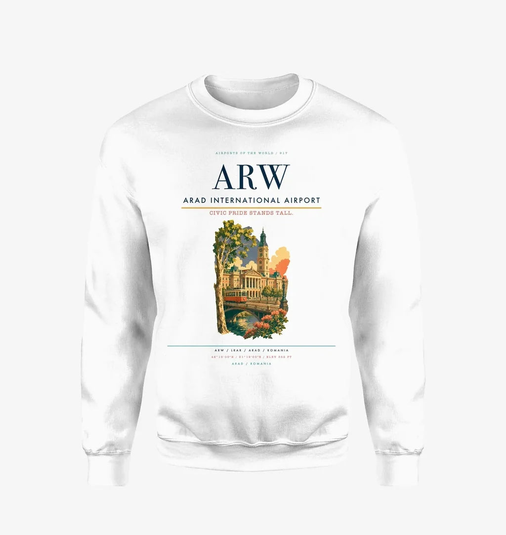 Arad International Airport (ARW) design on white sweatshirt