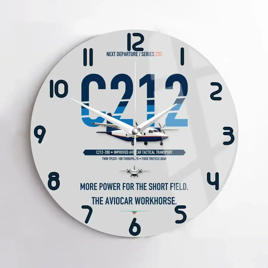 CASA C-212-200 Aviocar design on light gray no frame wall clock