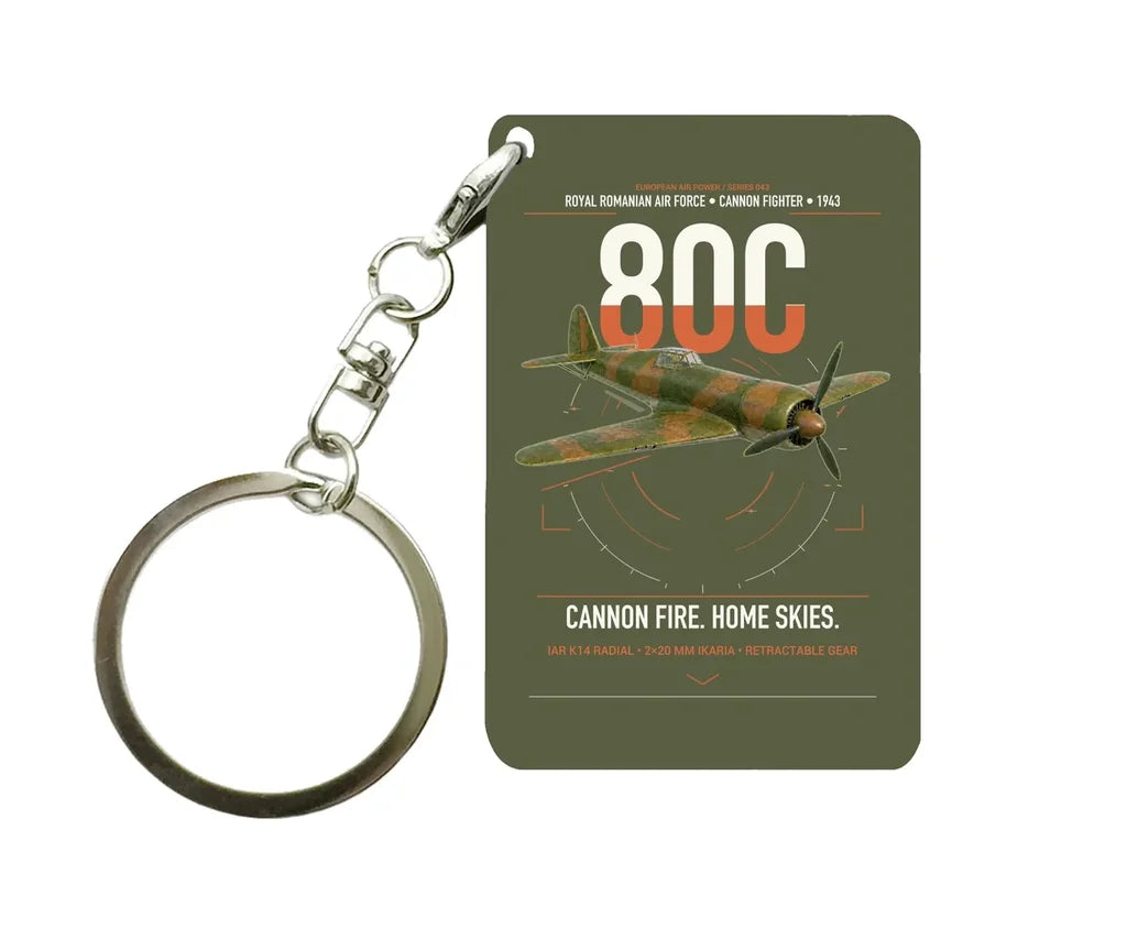 IAR 80C design on green army designed key chain, double-side print