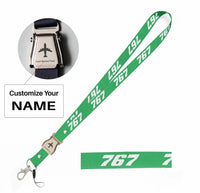 Thumbnail for Boeing 767 Flat Text seat belt lanyard - green with name