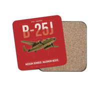 Thumbnail for B-25J Mitchell design on red 1 piece coaster