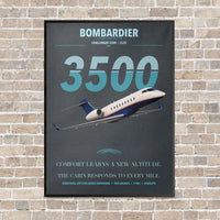 Thumbnail for Bombardier Challenger 3500 vertical canvas print - framed - gray background