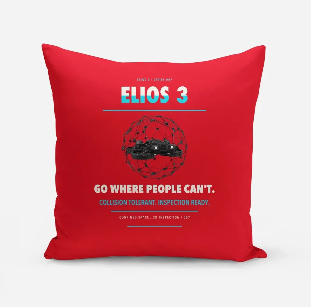 Flyability Elios 3 design on red pillow