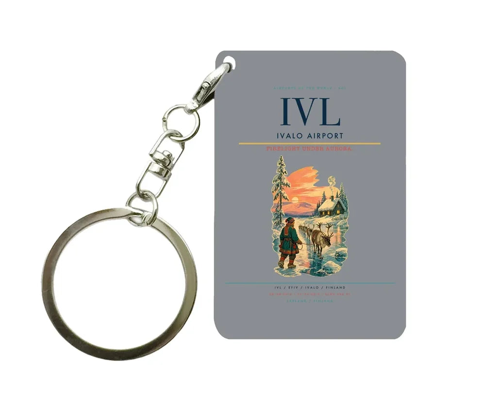 Ivalo Airport (IVL) design on gray key chain