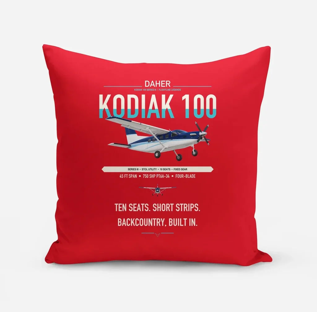 Daher Kodiak 100 Series III design on red pillow
