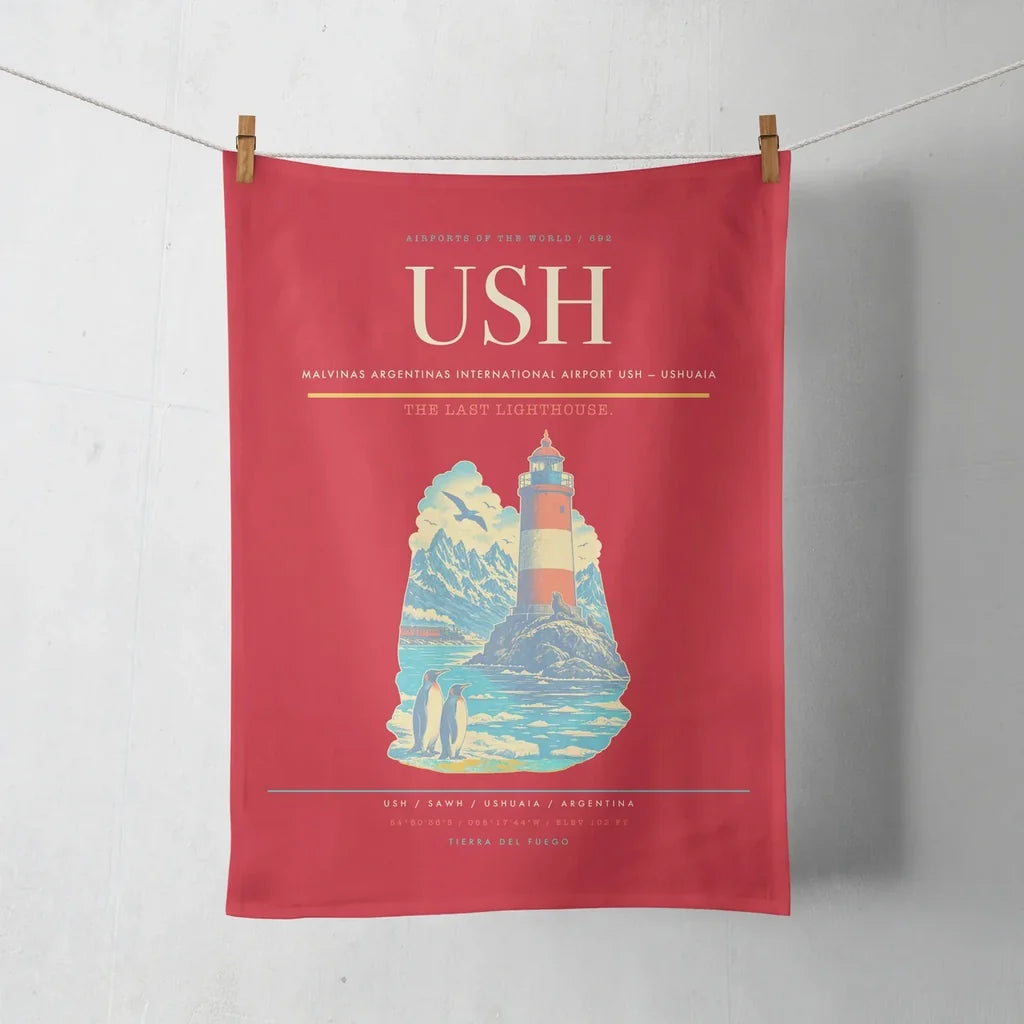 Malvinas Argentinas International Airport (USH) design on red towel