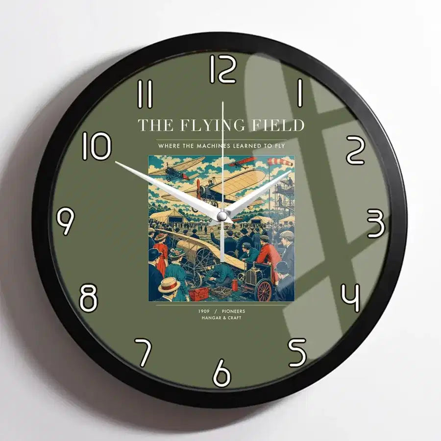 VINTAGE G4001 - The Flying Field - Designed Wall Clocks design on greenarmy framed