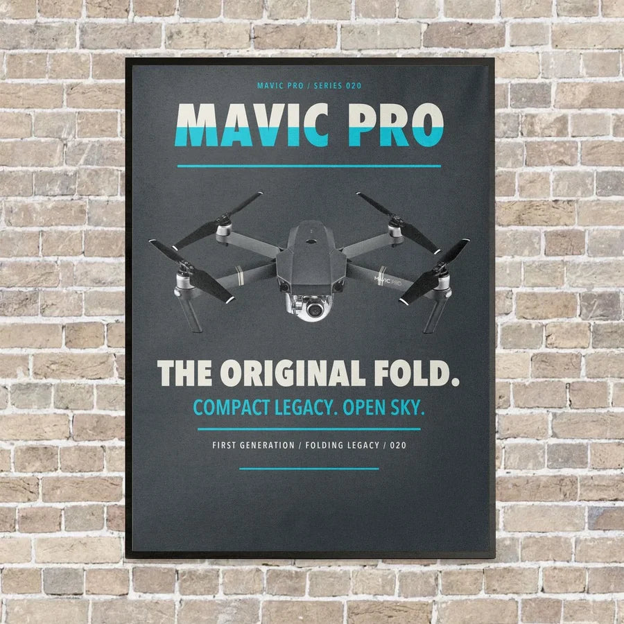 DJI Mavic Pro vertical canvas print - framed - gray background