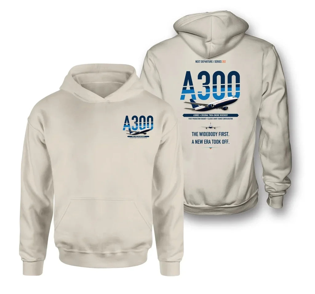 Airbus A300B2 design on khaki hoodie