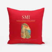 Thumbnail for Samos International Airport (SMI) design on red pillow
