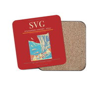 Thumbnail for Stavanger Airport, Sola (SVG) design on red 1 piece coaster