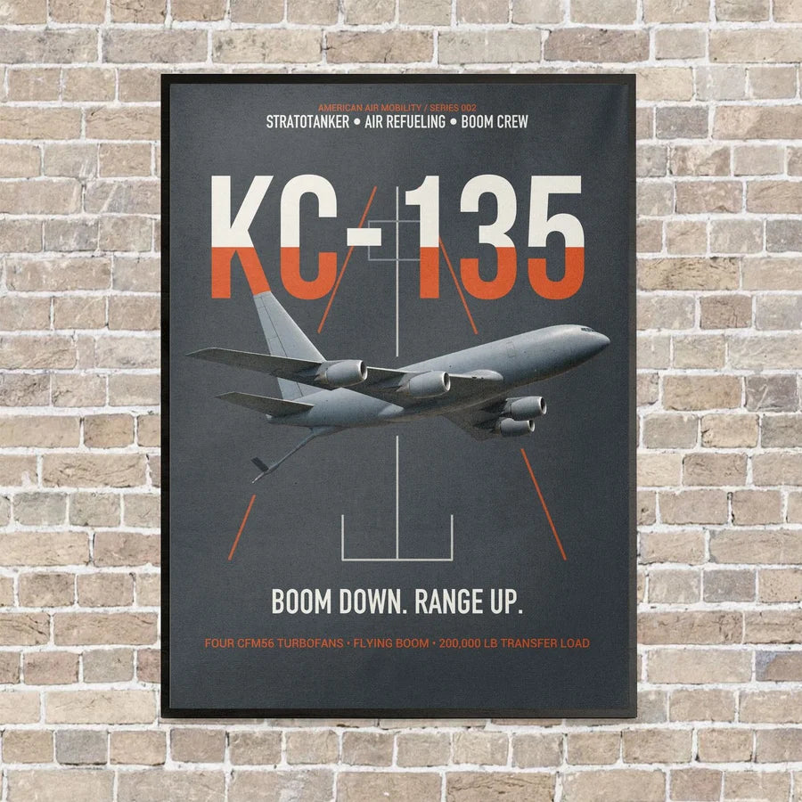 KC-135 STRATOTANKER vertical canvas print - framed - gray background