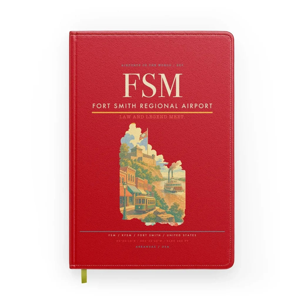 Fort Smith Regional Airport (FSM) design on red notebook