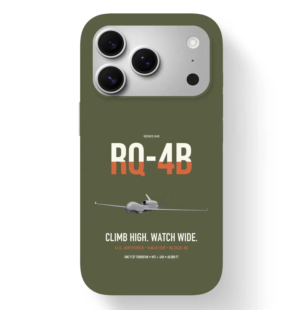 RQ-4B Global Hawk design on green army magsafe iphone case, for iPhone 17 Pro