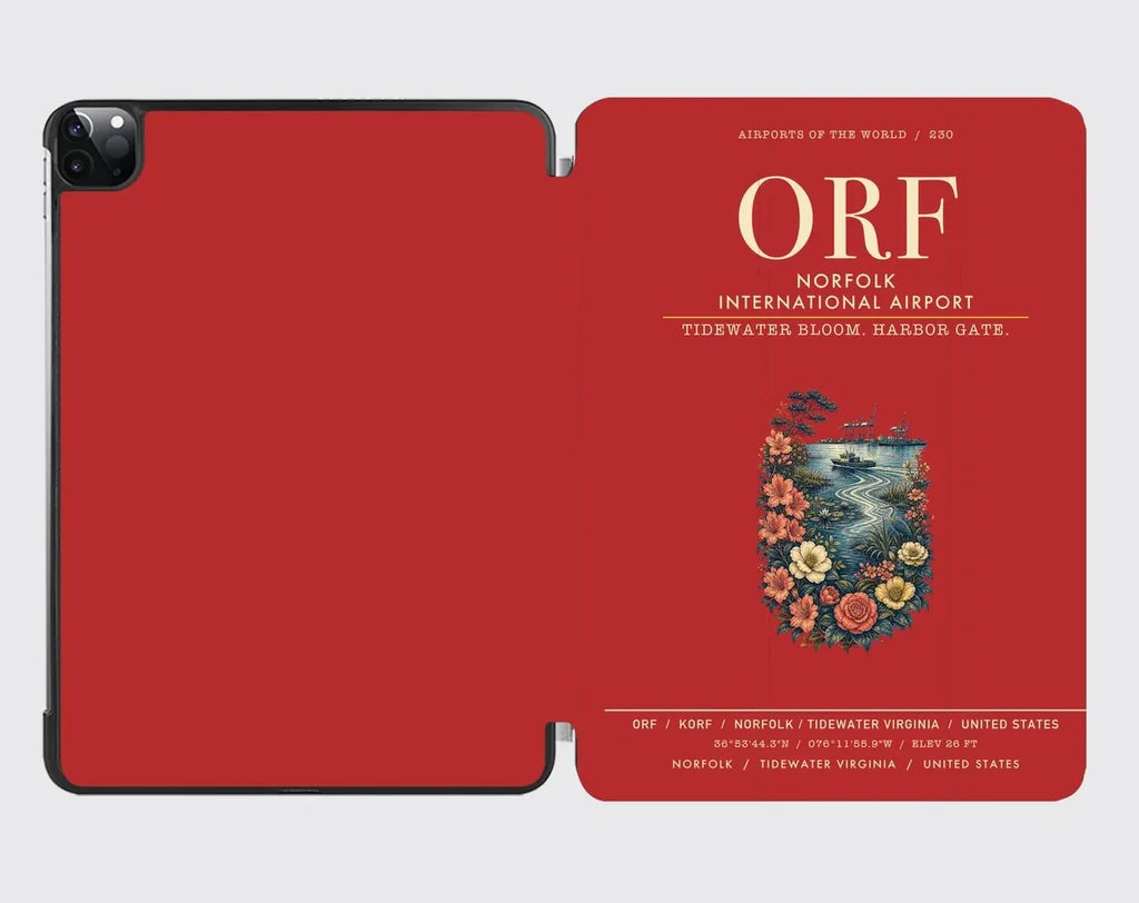 Norfolk International Airport (ORF) design on red ipad tablet case