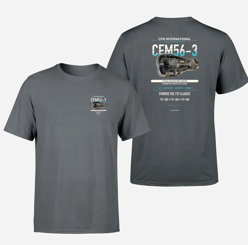 CFM56-3 design on gray t shirt