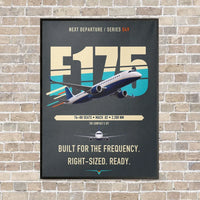 Thumbnail for Embraer E175 vertical canvas print - framed - gray background