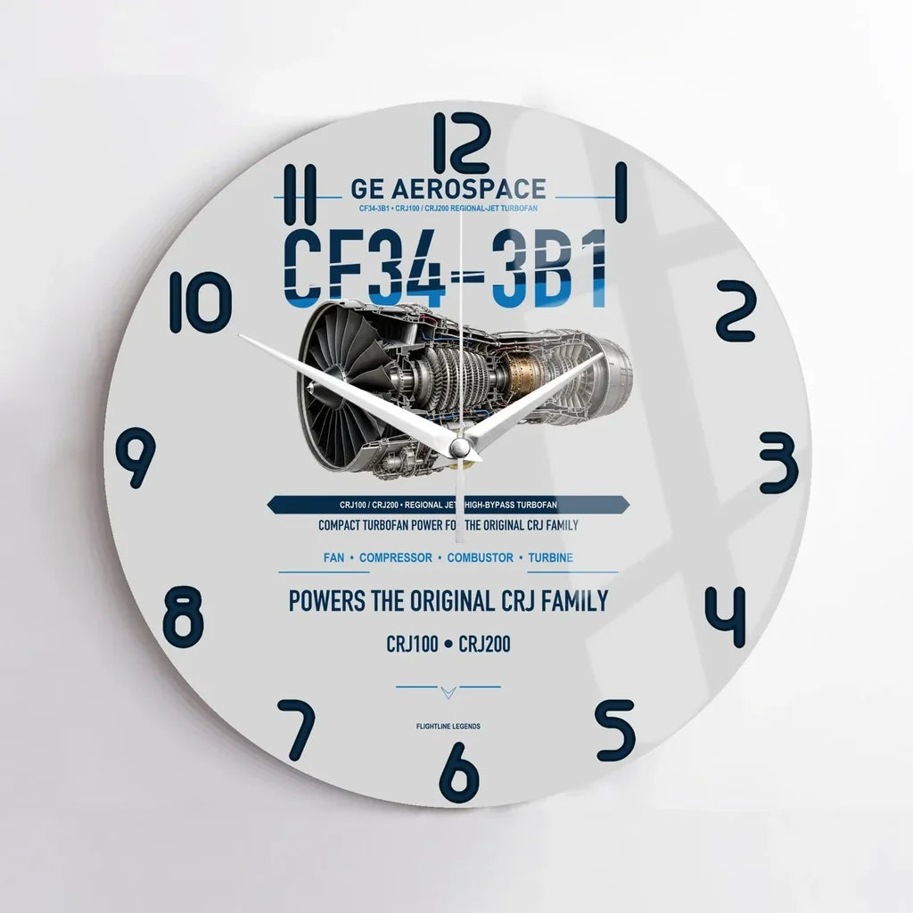 CF34-3B1 design on light gray no frame wall clock