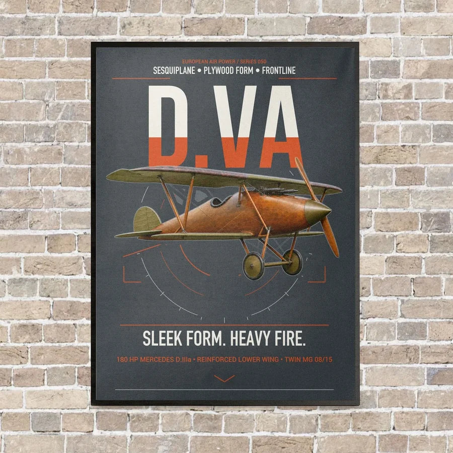 Albatros D.Va vertical canvas print - framed - gray background