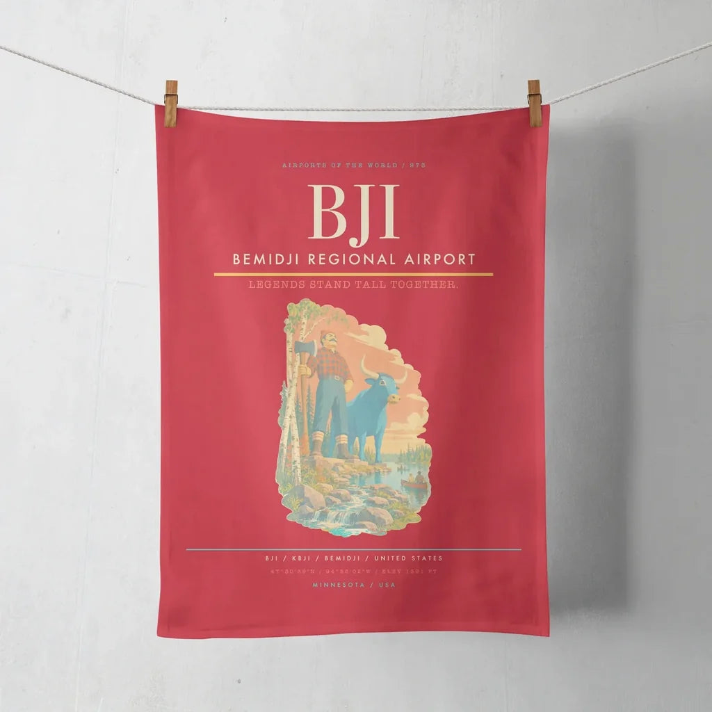 Bemidji Regional Airport (BJI) design on red towel
