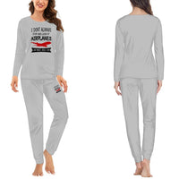Thumbnail for I Don't Always Stop and Look at Airplanes women pajamas - Light Gray