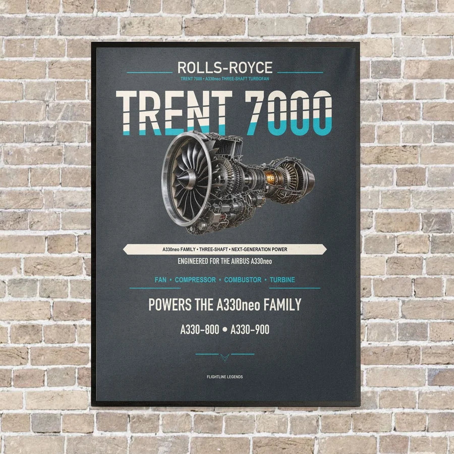 TRENT 7000 vertical canvas print - framed - gray background