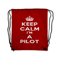 Thumbnail for Keep Calm I'm A Pilot Drawstring Bag - view 7