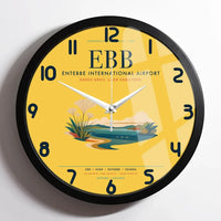 Thumbnail for Entebbe International Airport (EBB) design on yellow framed wall clock
