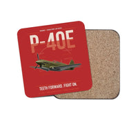 Thumbnail for P-40E Warhawk design on red 1 piece coaster