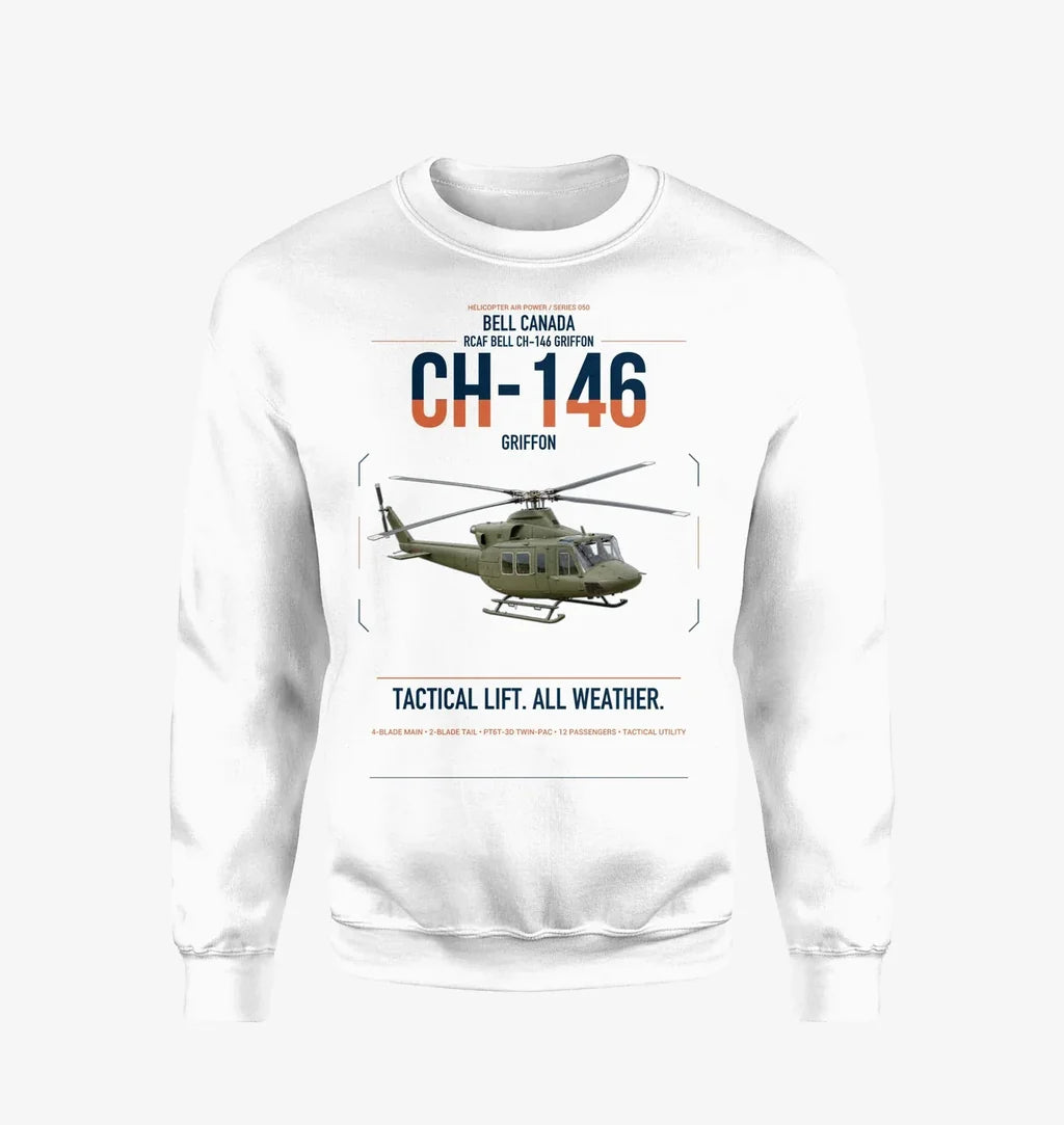 Bell Canada CH-146 Griffon design on white sweatshirt