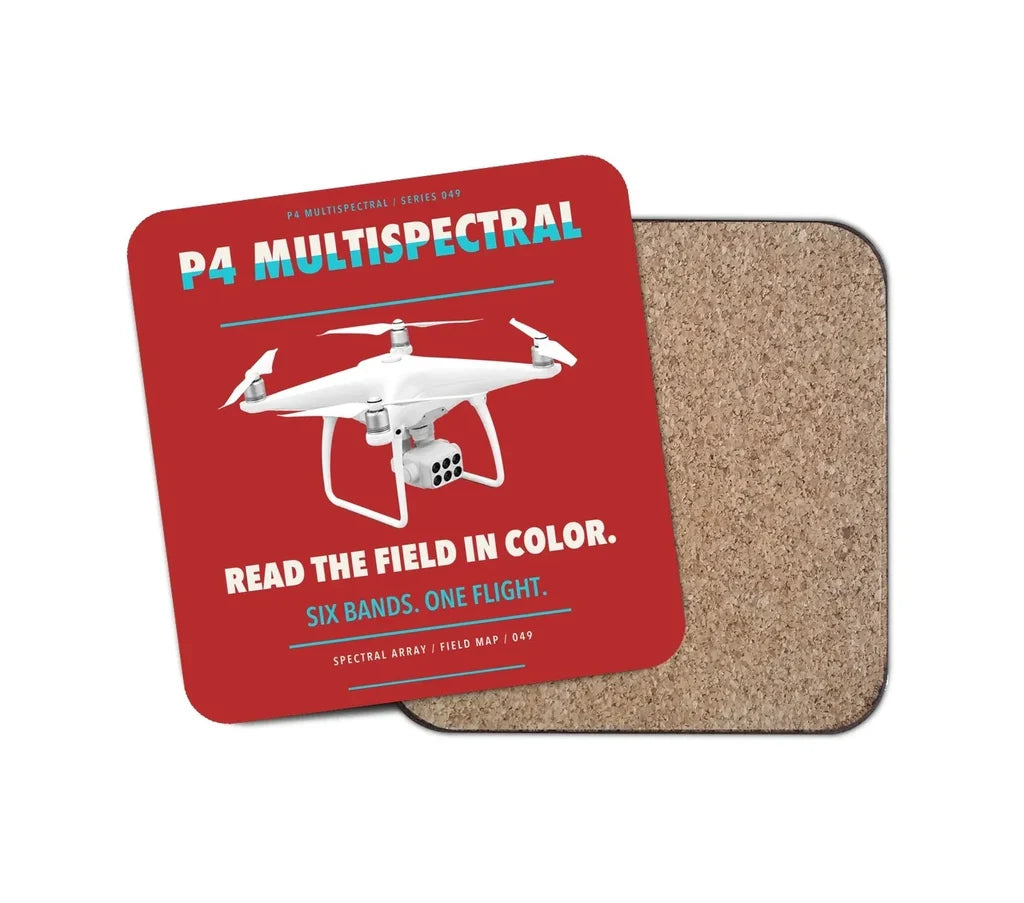 DJI P4 Multispectral design on red 1 piece coaster
