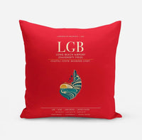 Thumbnail for Long Beach Airport (Daugherty Field) (LGB) design on red pillow