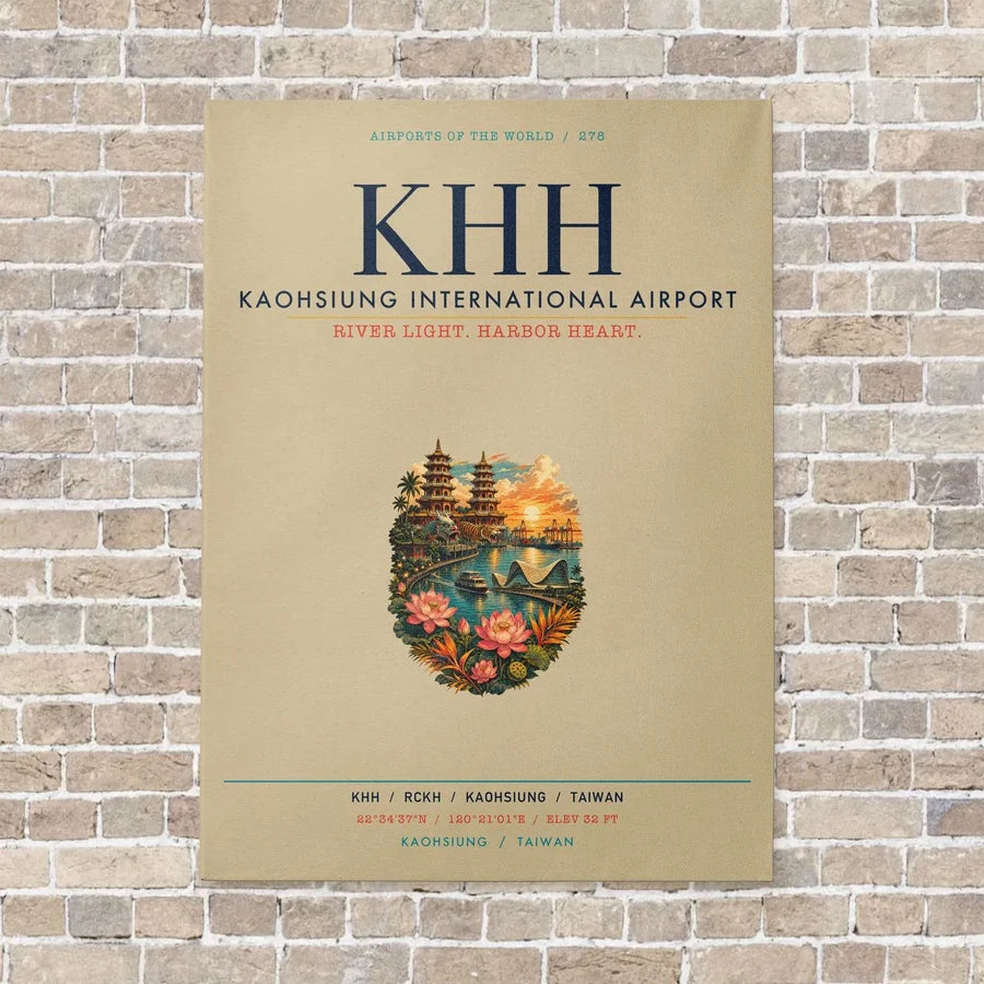 Kaohsiung International Airport KHH vertical canvas print - no frame - beige background