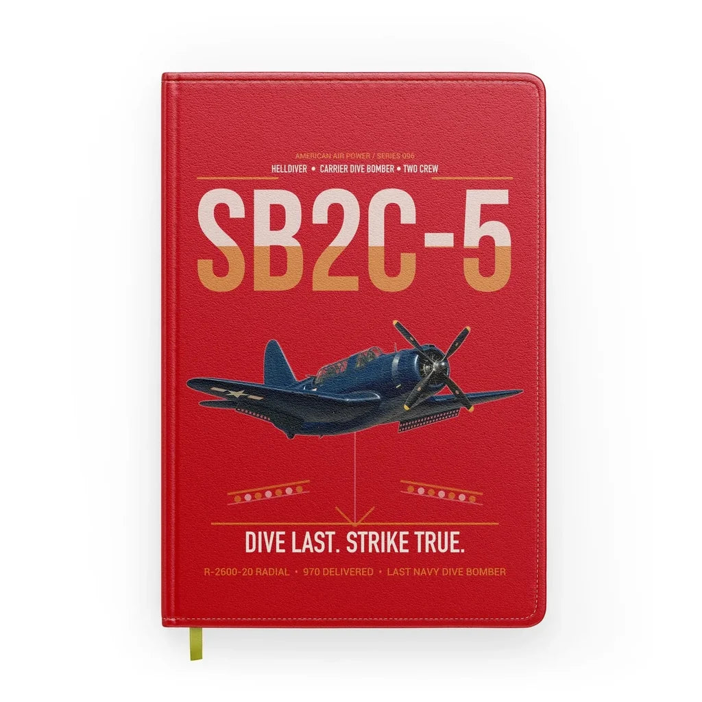 SB2C-5 Helldiver design on red notebook