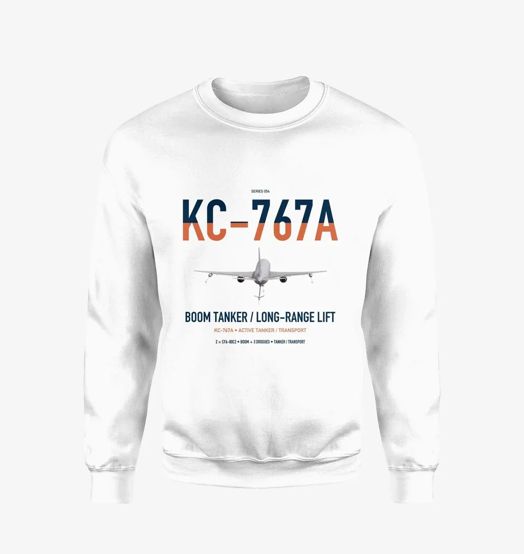 Boeing KC-767A design on white sweatshirt