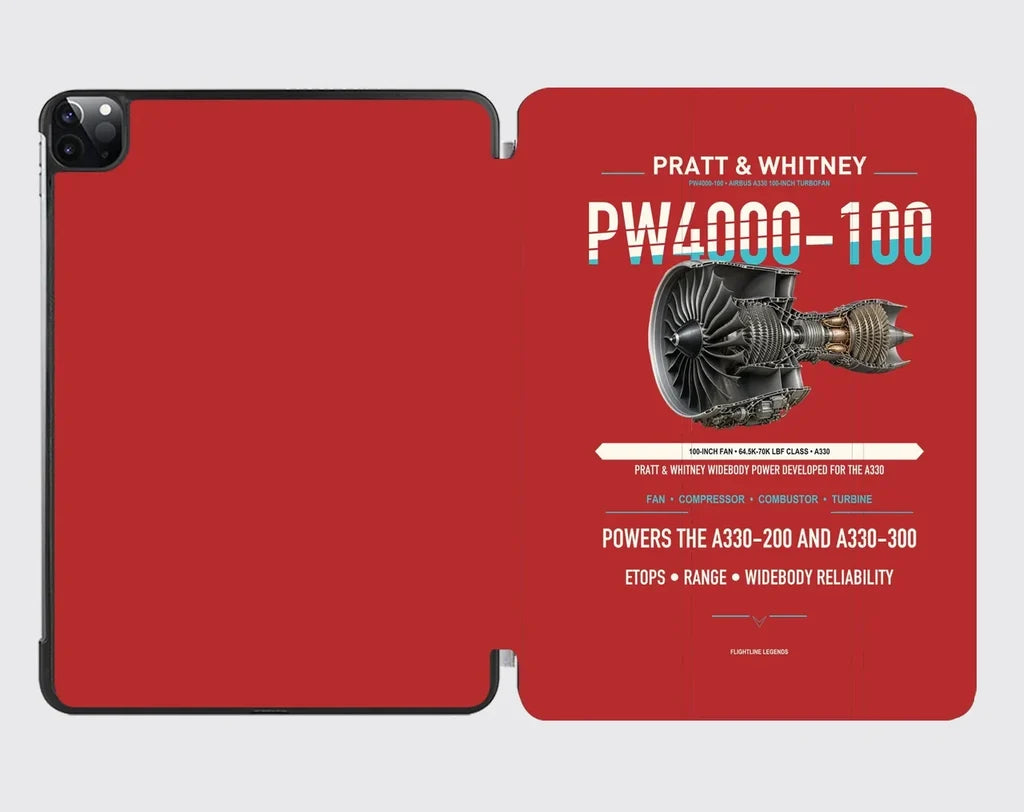PW4000-100 design on red ipad tablet case