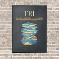 Thumbnail for Tri-Cities Airport TRI — Bristol vertical canvas print - framed - gray background