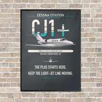 Thumbnail for Cessna Citation CJ1+ vertical canvas print - framed - gray background