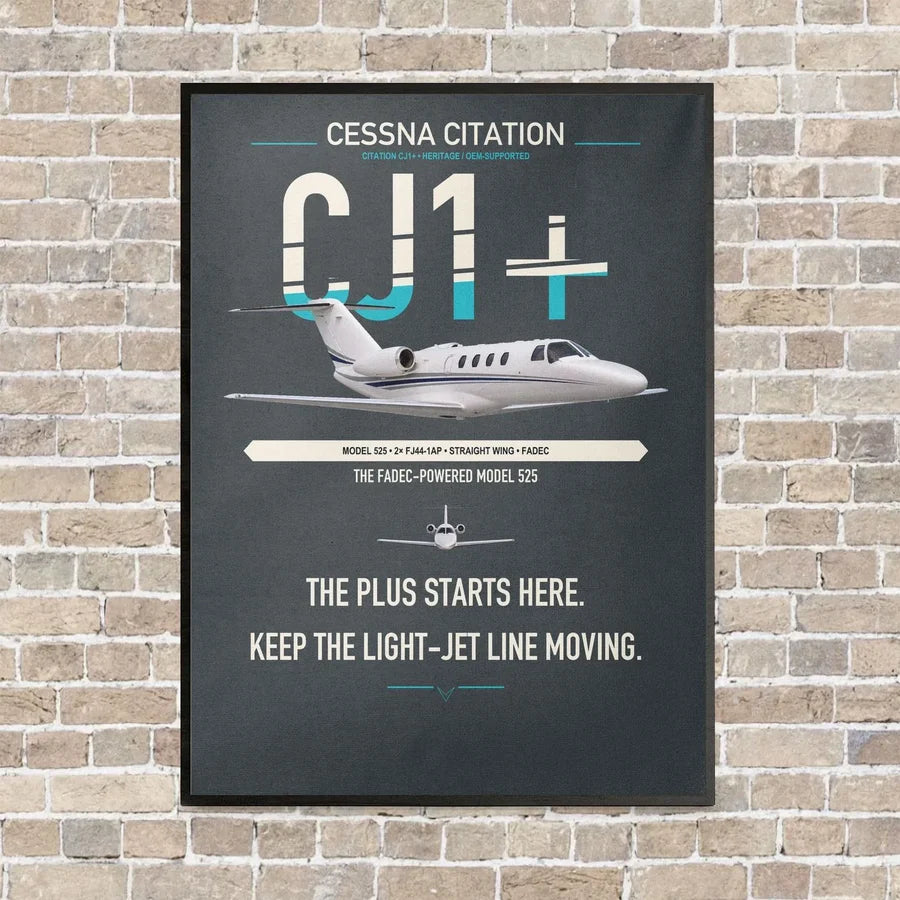 Cessna Citation CJ1+ vertical canvas print - framed - gray background