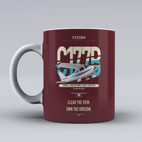 Thumbnail for Cessna 177B Cardinal design on dark red ceramic mug, double-side print
