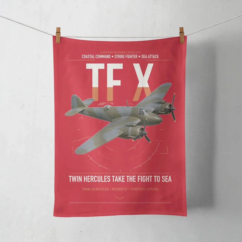 Bristol Beaufighter TF X design on red towel