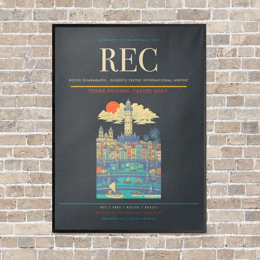 Recife Guararapes - Gilberto Freyre International Airport REC vertical canvas print - framed - gray background
