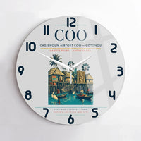 Thumbnail for Cadjehoun Airport (COO) design on light gray no frame wall clock