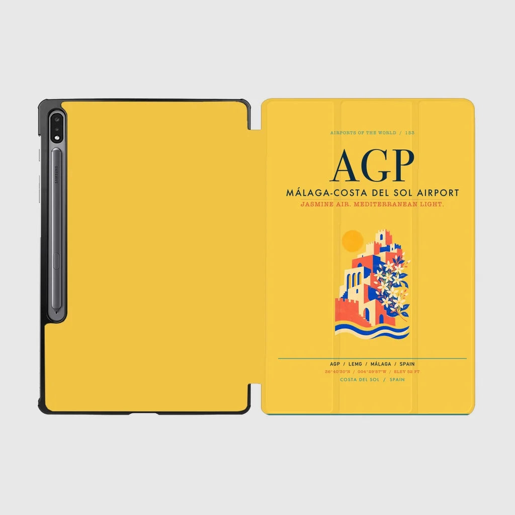 Malaga-Costa del Sol Airport (AGP) design on yellow samsung tablet tablet case