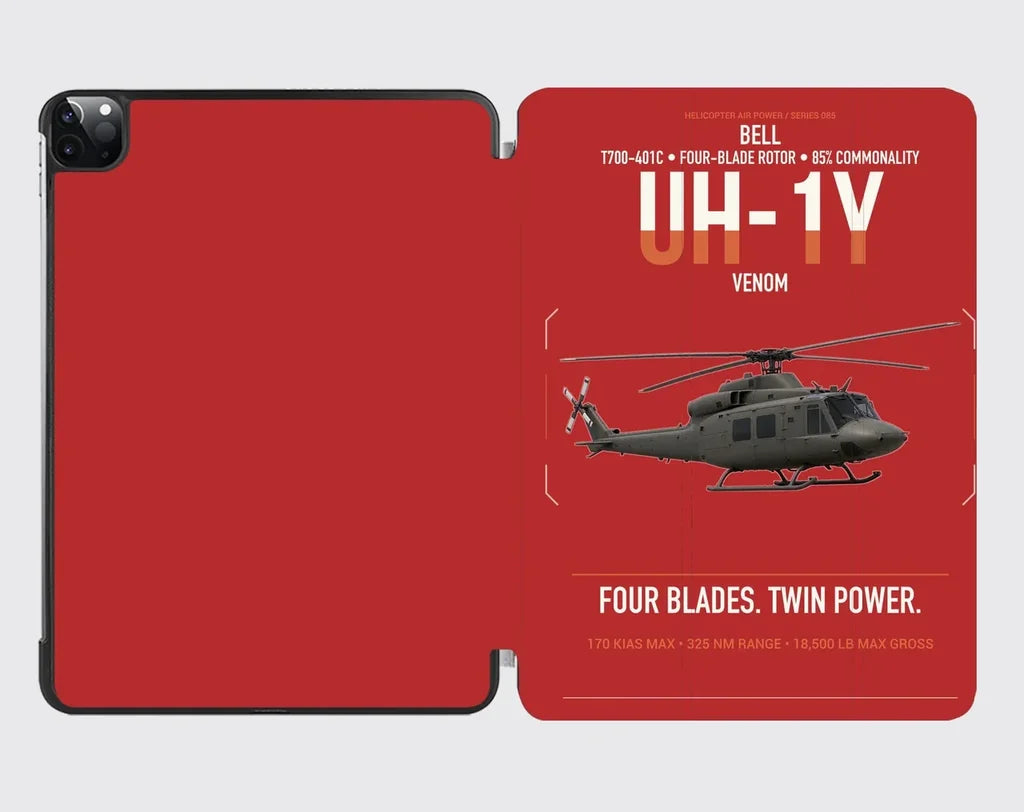 Bell UH-1Y Venom design on red ipad tablet case