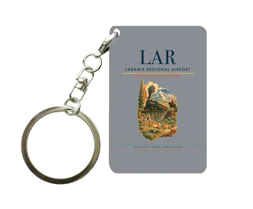 Laramie Regional Airport (LAR) design on gray key chain