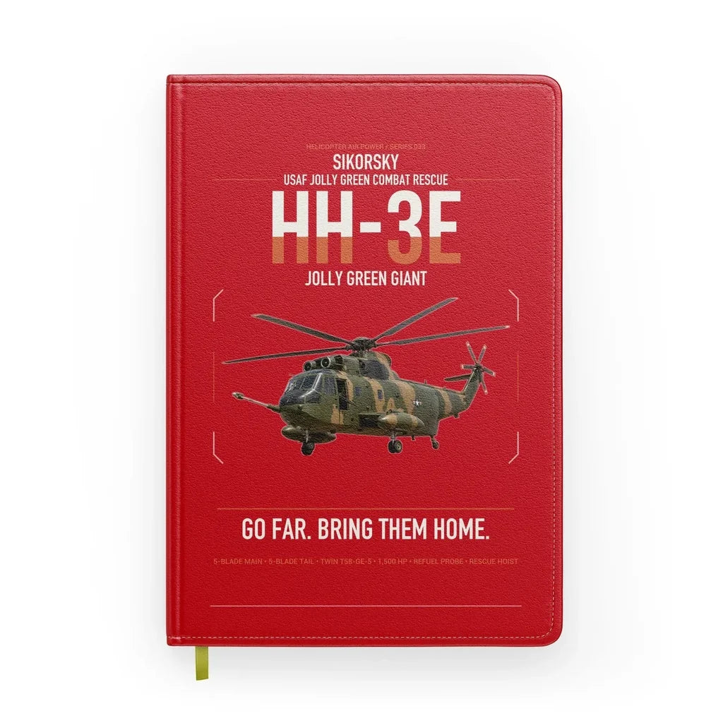 Sikorsky HH-3E Jolly Green Giant design on red notebook