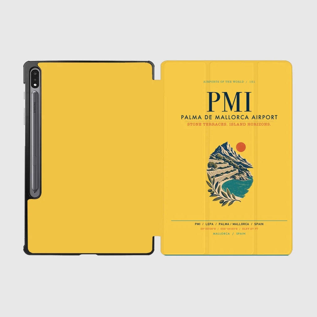 Palma de Mallorca Airport (PMI) design on yellow samsung tablet tablet case