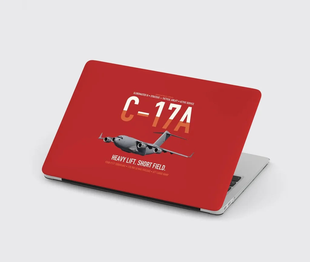 C-17A Globemaster III design on red MacBook case