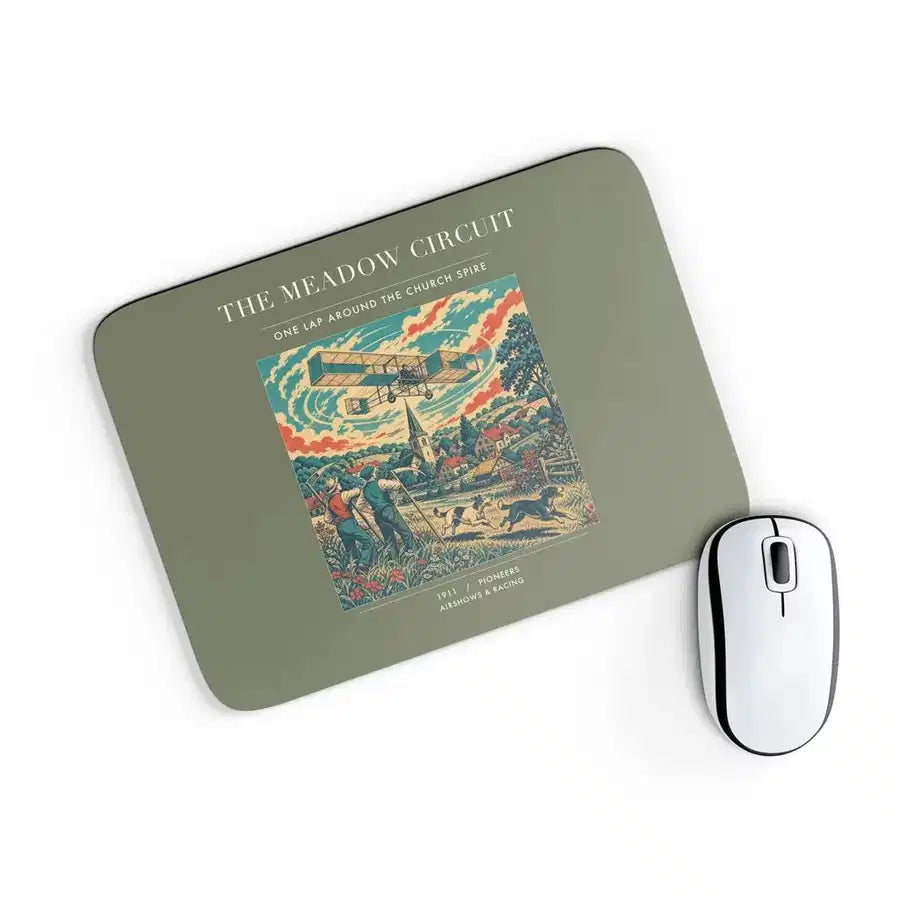 VINTAGE G4325 - The Meadow Circuit - Designed Mouse Pads design on greenarmy rectangle